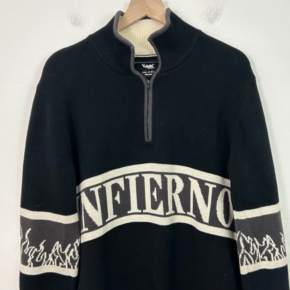 Voight By Valentina Made in Hell Collection Infierno Rugby 1/4 Zip Sweater M - Picture 2 of 12